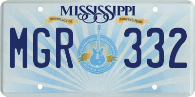 MS license plate MGR332