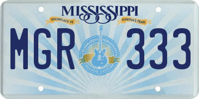 MS license plate MGR333