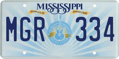 MS license plate MGR334
