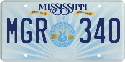 MS license plate MGR340