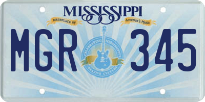 MS license plate MGR345
