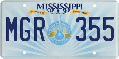 MS license plate MGR355