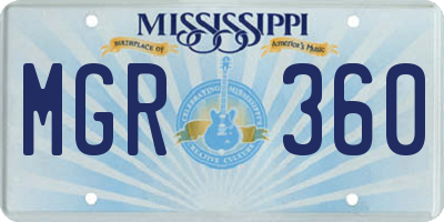 MS license plate MGR360