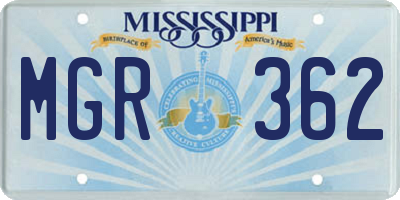 MS license plate MGR362