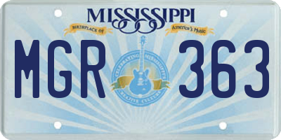 MS license plate MGR363