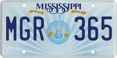 MS license plate MGR365