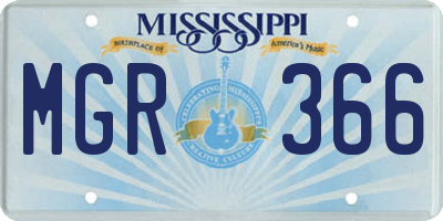 MS license plate MGR366
