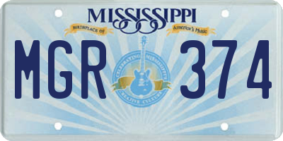 MS license plate MGR374