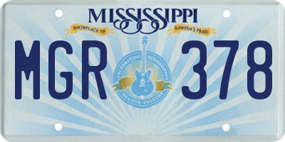 MS license plate MGR378