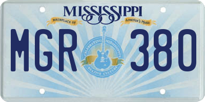 MS license plate MGR380