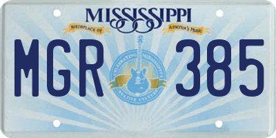 MS license plate MGR385