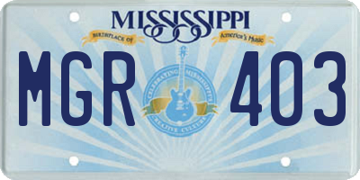 MS license plate MGR403