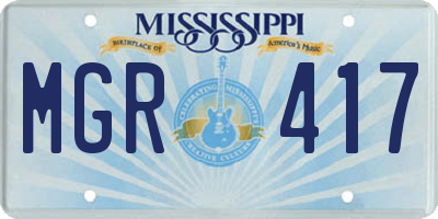 MS license plate MGR417