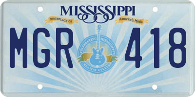 MS license plate MGR418