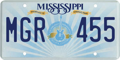 MS license plate MGR455