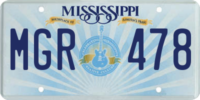 MS license plate MGR478