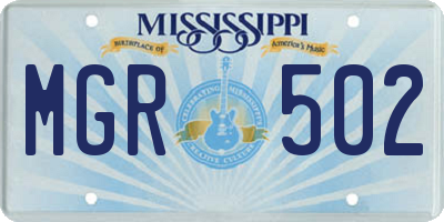 MS license plate MGR502