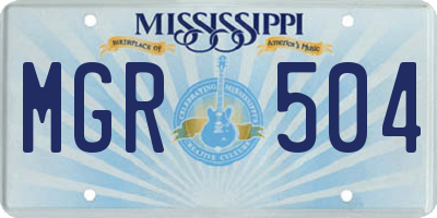 MS license plate MGR504