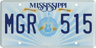 MS license plate MGR515