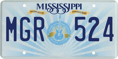 MS license plate MGR524