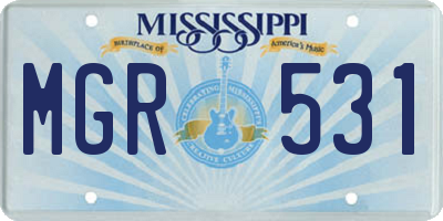 MS license plate MGR531