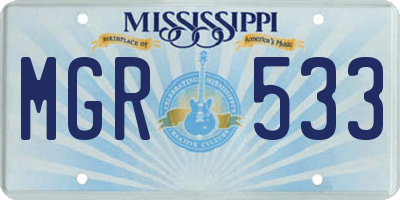 MS license plate MGR533