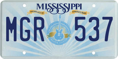MS license plate MGR537