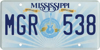 MS license plate MGR538