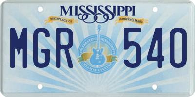 MS license plate MGR540