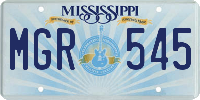 MS license plate MGR545