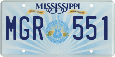 MS license plate MGR551