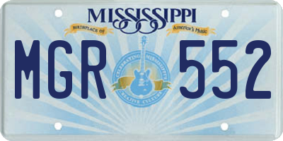 MS license plate MGR552
