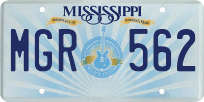 MS license plate MGR562