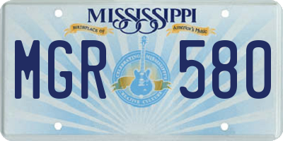 MS license plate MGR580
