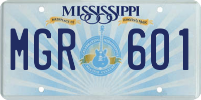MS license plate MGR601
