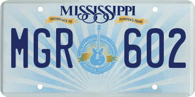 MS license plate MGR602