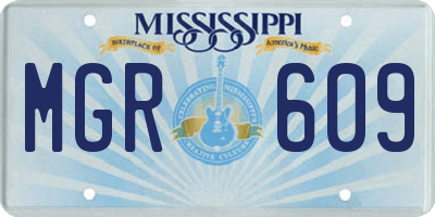 MS license plate MGR609
