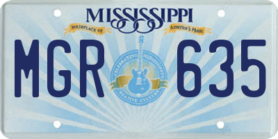 MS license plate MGR635