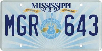 MS license plate MGR643