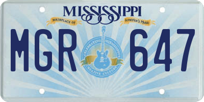MS license plate MGR647
