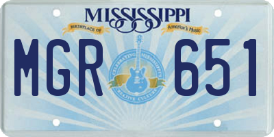 MS license plate MGR651