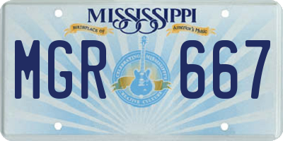 MS license plate MGR667