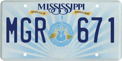 MS license plate MGR671