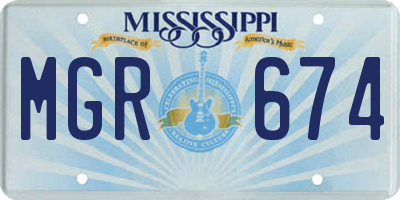 MS license plate MGR674