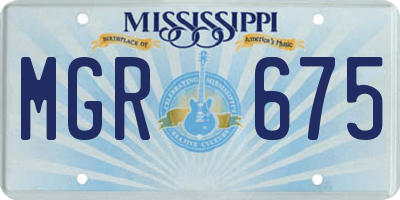 MS license plate MGR675