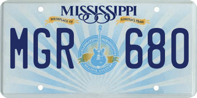MS license plate MGR680