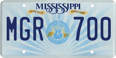 MS license plate MGR700