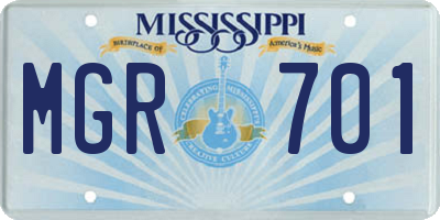 MS license plate MGR701