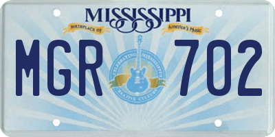 MS license plate MGR702