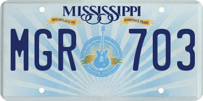 MS license plate MGR703